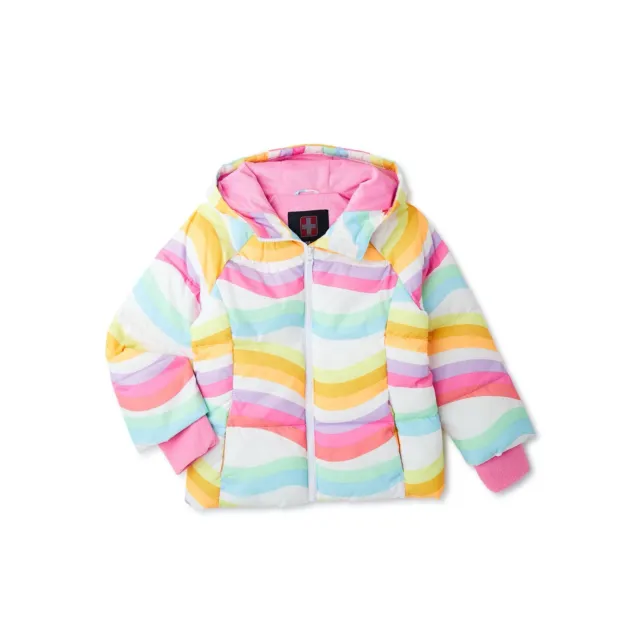 NEW SWISS TECH Girls Stripe Winter Puffer Jacket Coat Hood XXL