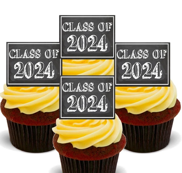 CLASS OF 2025 Edible Cupcake Toppers, Graduation Standup Fairy Cake