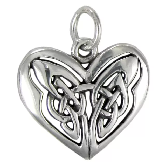 Sterling Silver Celtic Love Knot Heart Pendant Charm Irish Knotwork Jewelry