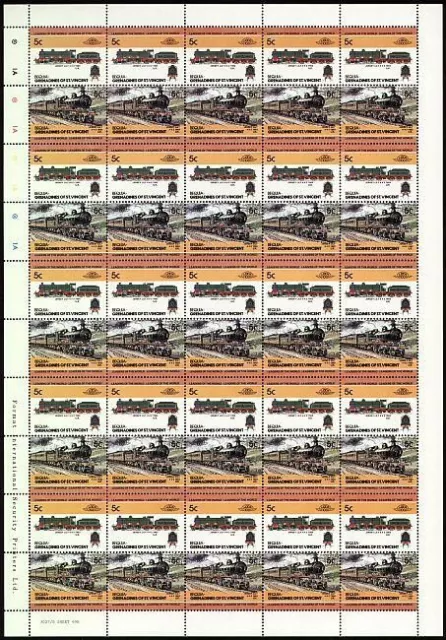 1903 GCR Class 8B JERSEY LILY (LNER) Train 50-Stamp Sheet (Leaders of the World)