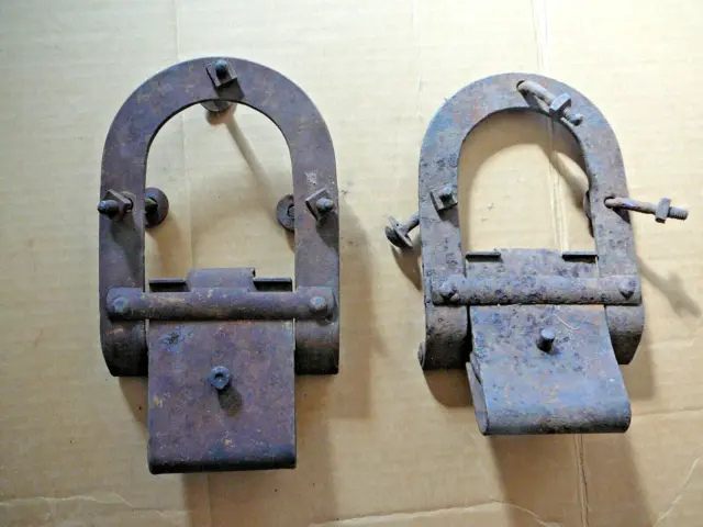 Antique Pair Iron Barn Shed Door Rollers Hangers Architectual Salvage Decor