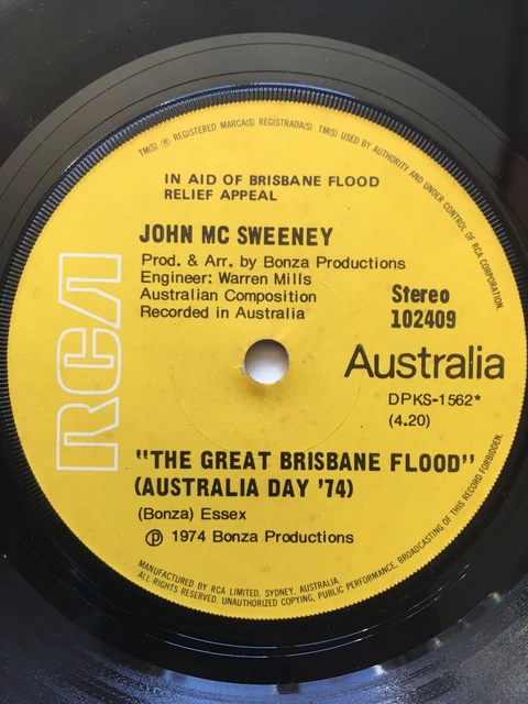 John Mcsweeney - The Great Brisbane Flood (Australia Day '74) - 7" Vinyl Single.