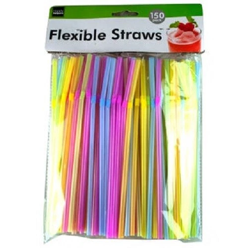 150 Neon Flexible Bending Straws (distressed pkg)