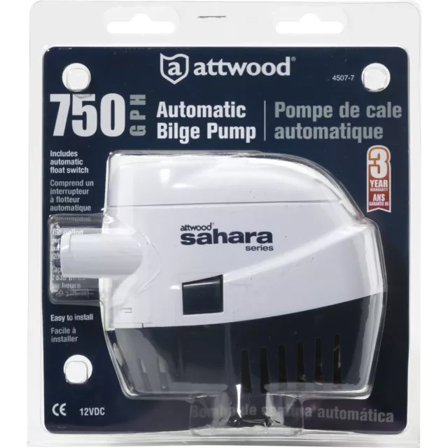 Attwood Marine 4507-7 Sahara Automatic Bilge Pump S750 Series 12V 750 Gph