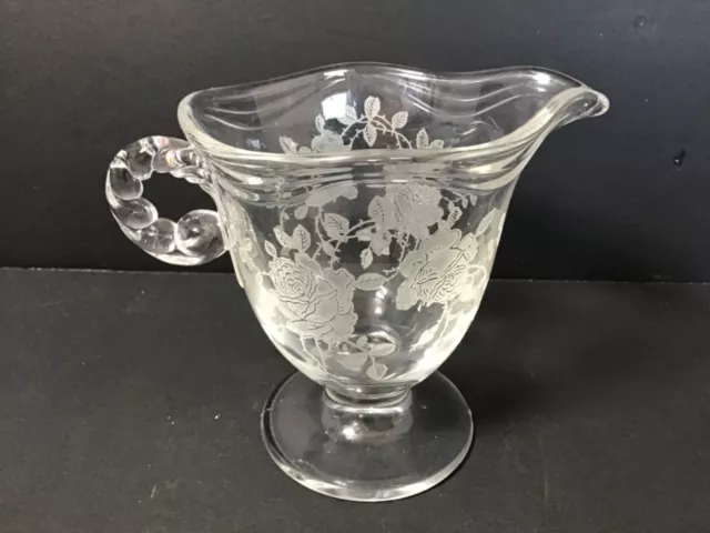 Fostoria Glass Willowmere Etched Roses Creamer & Open Sugar Bowl 3