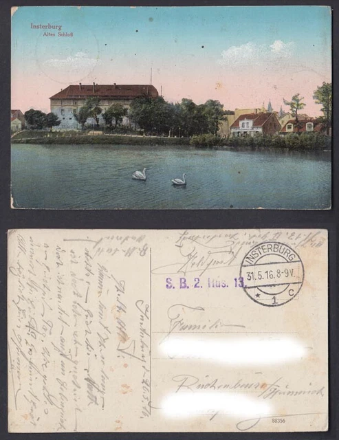 Ansichtskarte Feldpostkarte 1. WK Insterburg Altes Schloß gestempelt 1916