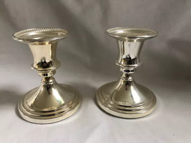 VINTAGE Pair of Silver Plated Dinner Candle Candlesticks