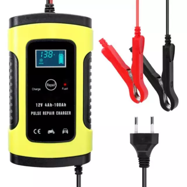 Chargeur Batterie Voiture 12V 6A écran LCD Charge Rapide Auto Moto Camion EU