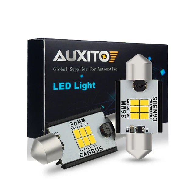 2Pcs CANBUS 36MM DE3423 DE3425 LED License Plate Light Side marker Dome Map Bulb