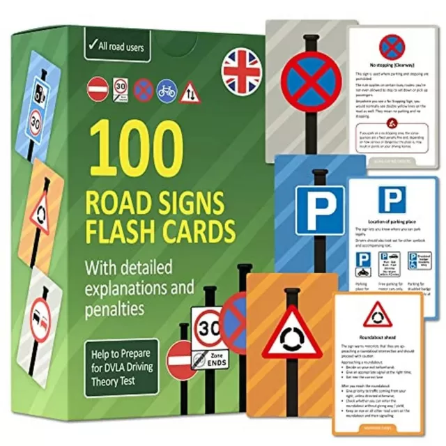 100 ROAD SIGNS Flash Cards, Detailed Explanations. Theory Test Learner ...