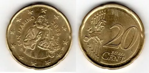 San Marino 2008: Moneda De 20 Centimos De Euro. Nueva, Sin Circular