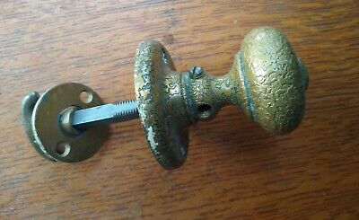 Vintage Acid-Etched Bronze Mid-Century Doorknob Bathroom Pantry Door Thumb Turn