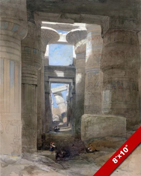 Amon Karnak Temple Hypostyle Hall Egyptian Ruins Painting Art Real Canvas Print