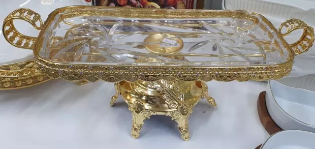 Stunning Golden Serving Platter Sandwich Desert Party Plate Ramadan Eid Gift
