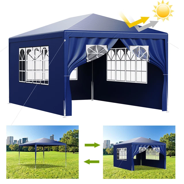 Gazebo Da Giardino 3x3 M Impermeabile Con 4 Pareti Laterali Rimovibili - Tenda Per Feste, Barbecue, Eventi Esterni