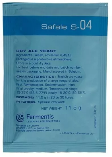 Lievito Secco Fermentis Safale S-04 - 11,5 Gr. Per Birra Fatta In Casa