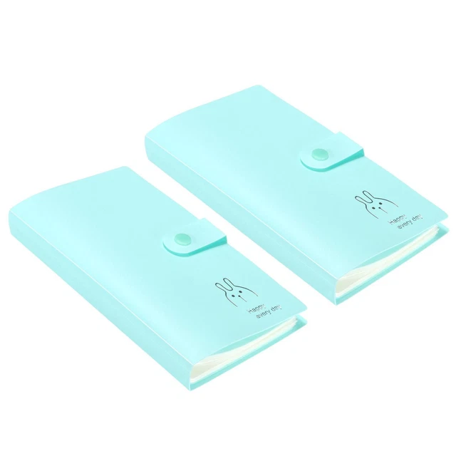 2Pcs Plastic Business Card Holder Portable Card Binder Book Card Organizer Green