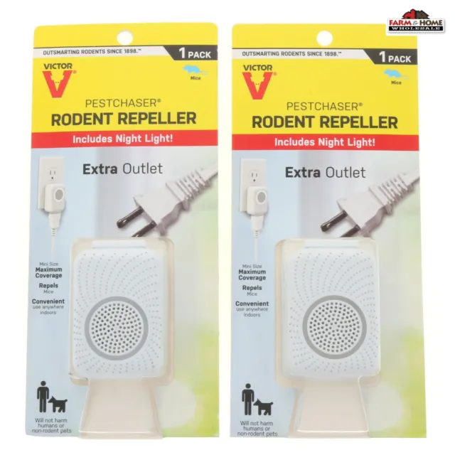 2 Victor Plug-In Electronic Rodent Pest Repeller Night Light ~ New