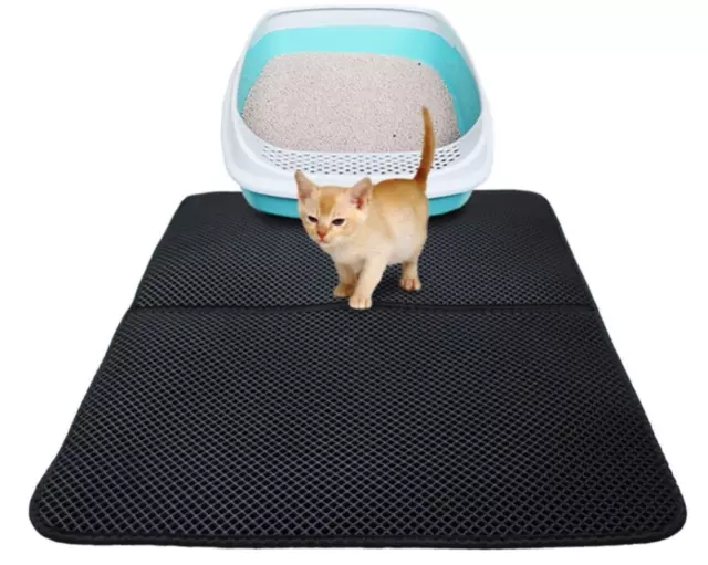 Cat Litter Pad - Double Layer Black Waterproof Dropping Catcher Pet Folding Mat 2