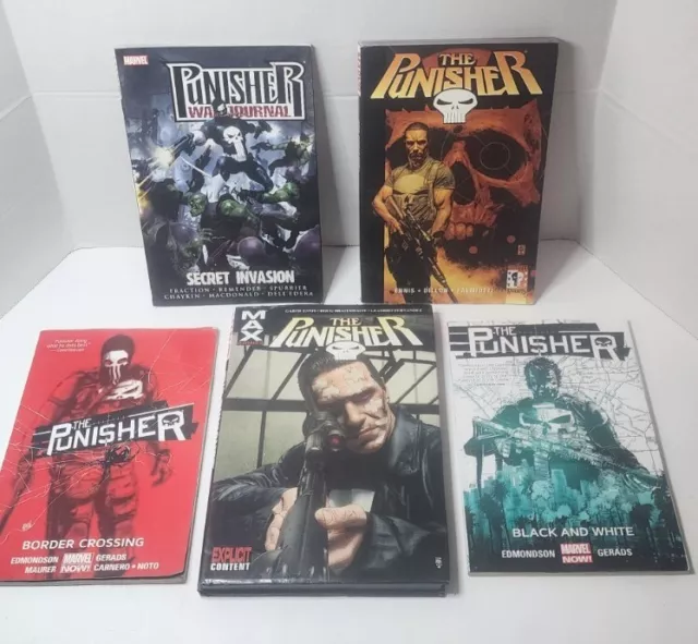 THE PUNISHER Max Vol 2 HC Hard Cover Book GARTH ENNIS MCU Lot of 5 books mags!