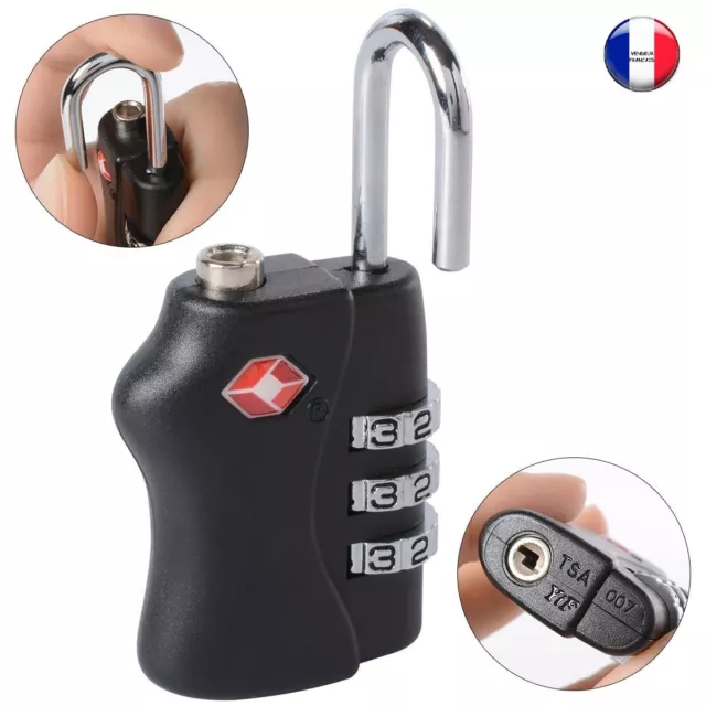 1 Cadenas sécurité Noir Bagage serrure valise voyage code 3 chiffres TSA - promo