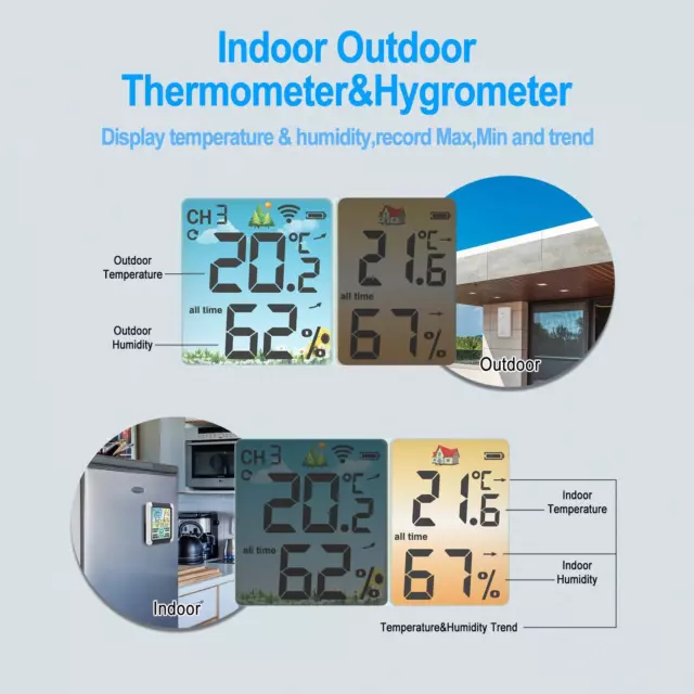 Digital Weather Station Receiver Wireless Hygrometer Forecast Outdoor S5T9