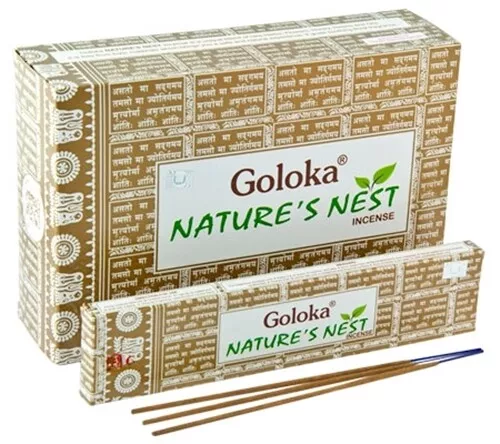 Goloka Natures Nest Original Räucherstäbchen aus Indien Incense Stick 6 x 15g