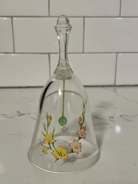 Avon 1980's Crystal Bell Over 24% Lead Crystal Floral Themed Vintage 6"