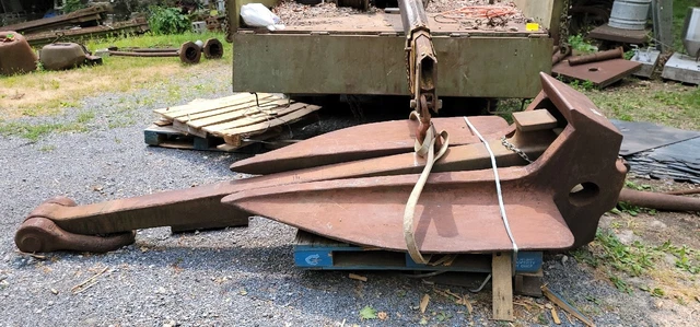 Large 4,000 Lb US Navy Ship or Boat Anchor, over 11 Feet Long! Danforth Style