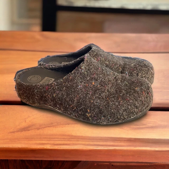 FitFlop 8 Shuv Cushy Felt Clog Slippers in Black Rainbow Speckle
