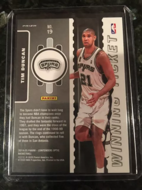 2019-20 Contenders Optic Tim Duncan Red Cracked Ice Winning Ticket Spurs! 2