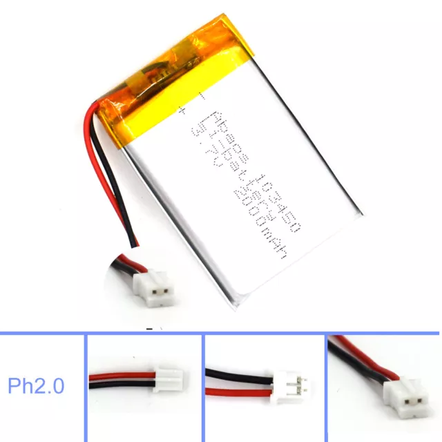 103450 Rechargeable 3,7V 2000Mah Lipolymer Battery Li-Ion Battery for GPS Reader