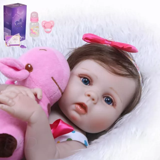 22" Realistic Reborn Baby Dolls Full Body Silicone Vinyl Toddler Doll Girl Gift