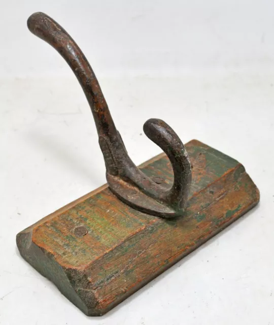 Antique Wooden Iron Hanging Hook Hanger Original Old Hand Crafted