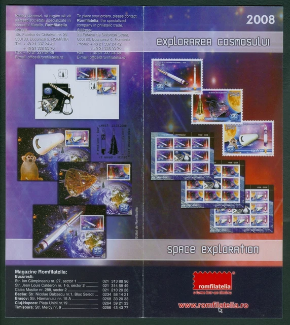 Rumänien 2008 Weltraum,Kosmos,Sputnik 3,Explorer I,Rakete Mi.6273-75,Zf,KB,FDC