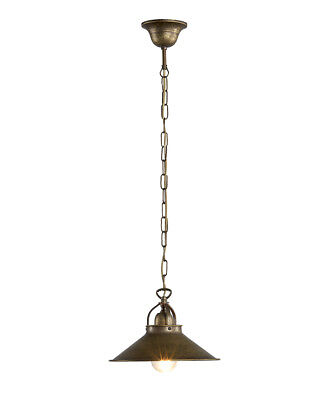 Lampada Lampadario in ottone brunito con campana a sospensione diametro 25 cm 2