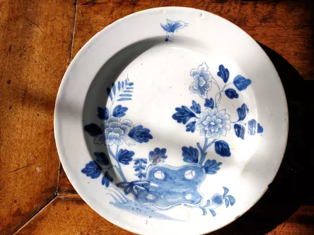Unusual English 18th Century Delftware  delft charger, possibly Bristol C. 1760