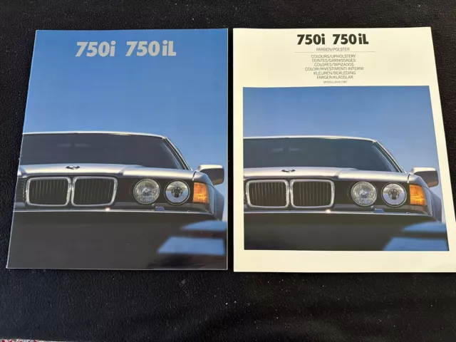 1987 BMW 750i 750iL German Brochure E32 750 7 Series Catalog & Color Chart Set