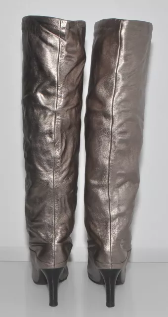 Tony Bianco Metallic Pewter Genuine Leather Women's Tall Knee Boots Size 8½ 3