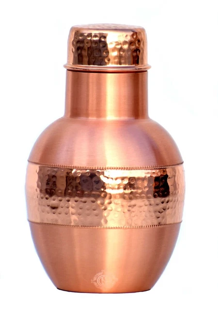 DSH Copper Bottle/Carafe Hammered Matt Finish Water Jug Bedside Pot.(1600 ml)