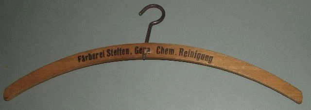 BÜGEL Werbung Färberei Steffen GERA Rossplatzgässchen Sorge um 1930 Kleiderbügel