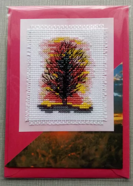 Atmospheric Tree - Completed Cross Stitch Card