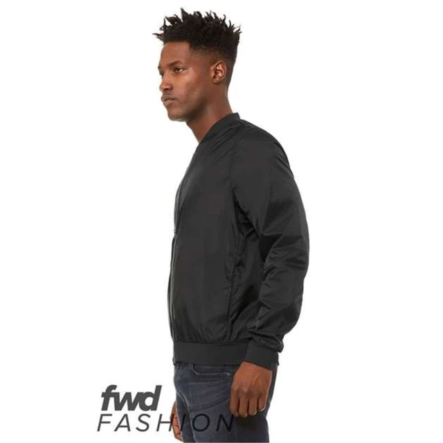 BELLA + CANVAS FWD Fashion Unisex Lightweight Bomber Jacket - Black, M