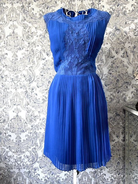 TED BAKER COBALT Blue Dress with Zips Size TB 4 (UK 14) £20.43