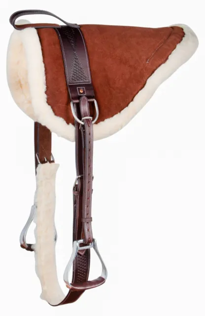 Horse Saddle Western Pleasure Trail Bareback Pad Leather Fleece Girth Stirrups