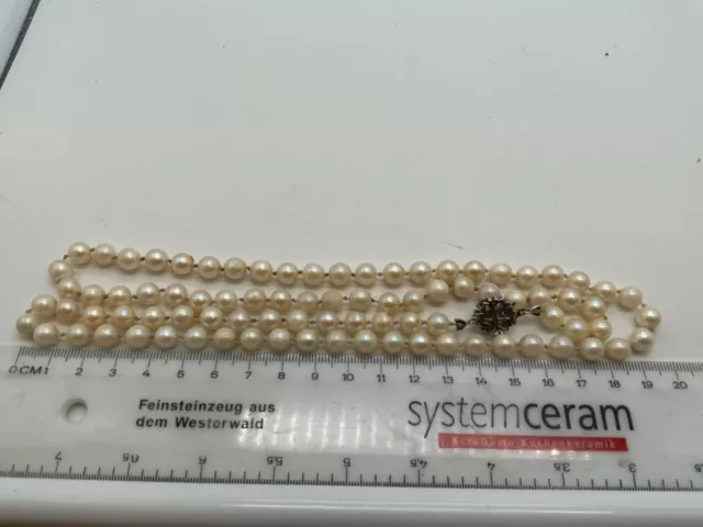 mk/096 # Damen  Perlenkette  mit 585 Weißgold  Verschluss gepunzt ca 66 cm 2