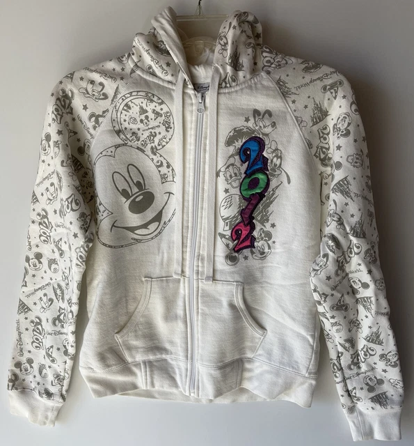 DISNEY PARKS 2012 Mickey Minnie Mouse Pluto Goofy SIZE SMALL ZIP SWEATSHIRT