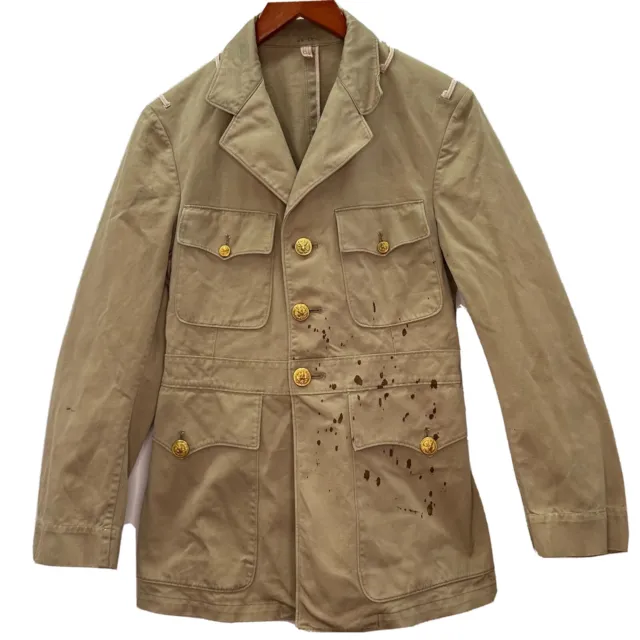 WWII WW2 US Navy Khaki Jacket Officer Cotton Serge Coat Military ...