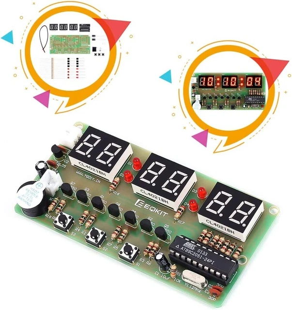 6DIGIT DIY DIGITAL Electronic Clock Kit Alarm Clock Kit for Soldering