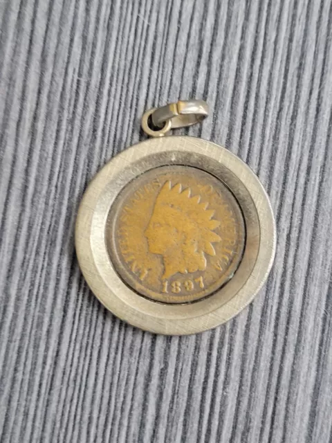 1897 Indian Head Penny Pendant Jewelry ENCASED native american